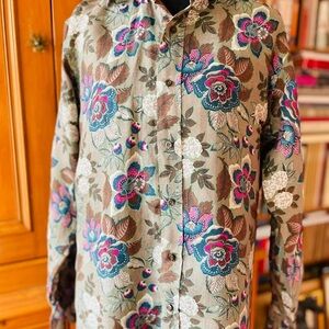 Etro Multicolor Floral Pattern Linen Shirt